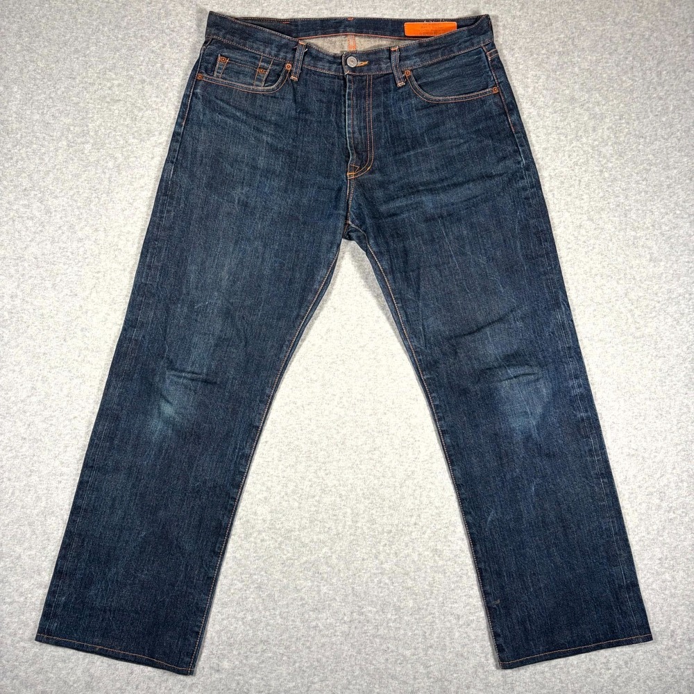 Jean Shop Rocker Selvedge Jeans Men 33M (Fits 34x28) Blue Raw Denim Straight Leg